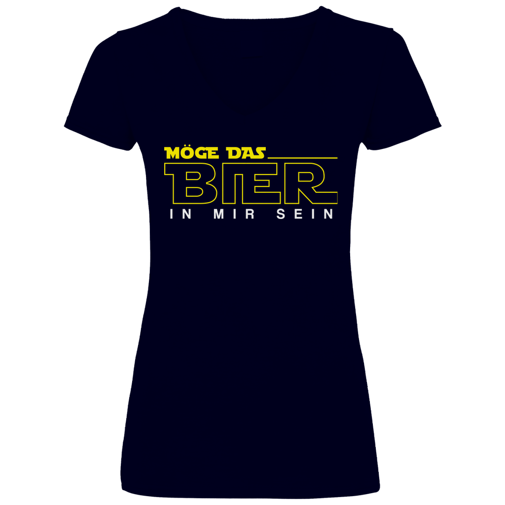 Möge das Bier in mir sein - Star Wars - V-Neck Damenshirt Deep Navy