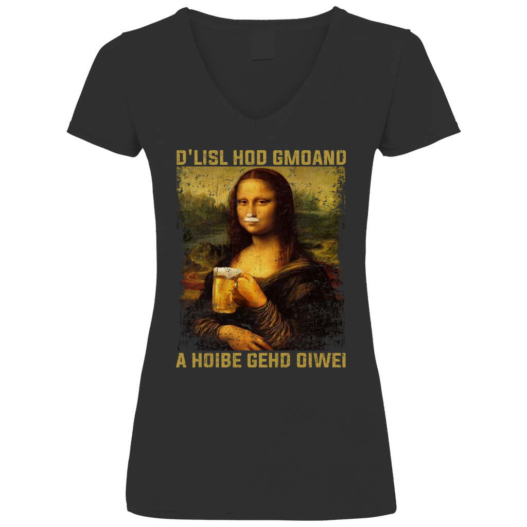 D´Lisl hod gmoand a Hoibe gehd oiwei - V-Neck Damenshirt Black