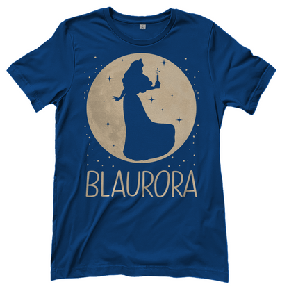 Royal Blue Frauen Shirt mit Mond Prinzessin Blaurora Vollmond Silhouette Fantasy, Frontansicht