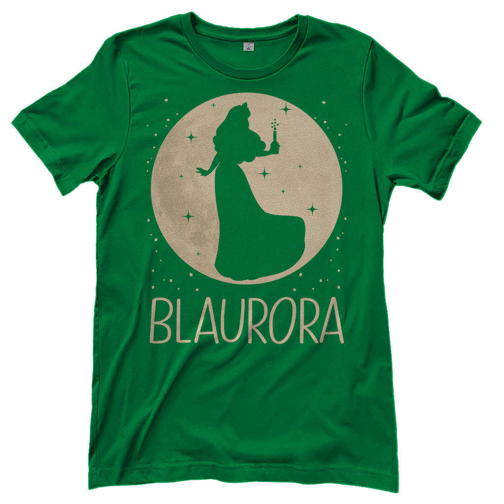 Kelly Green Märchen Shirt mit Mond Prinzessin BLAURORA Design Disney-inspiriert, Frontansicht