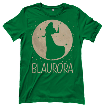 Kelly Green Märchen Shirt mit Mond Prinzessin BLAURORA Design Disney-inspiriert, Frontansicht