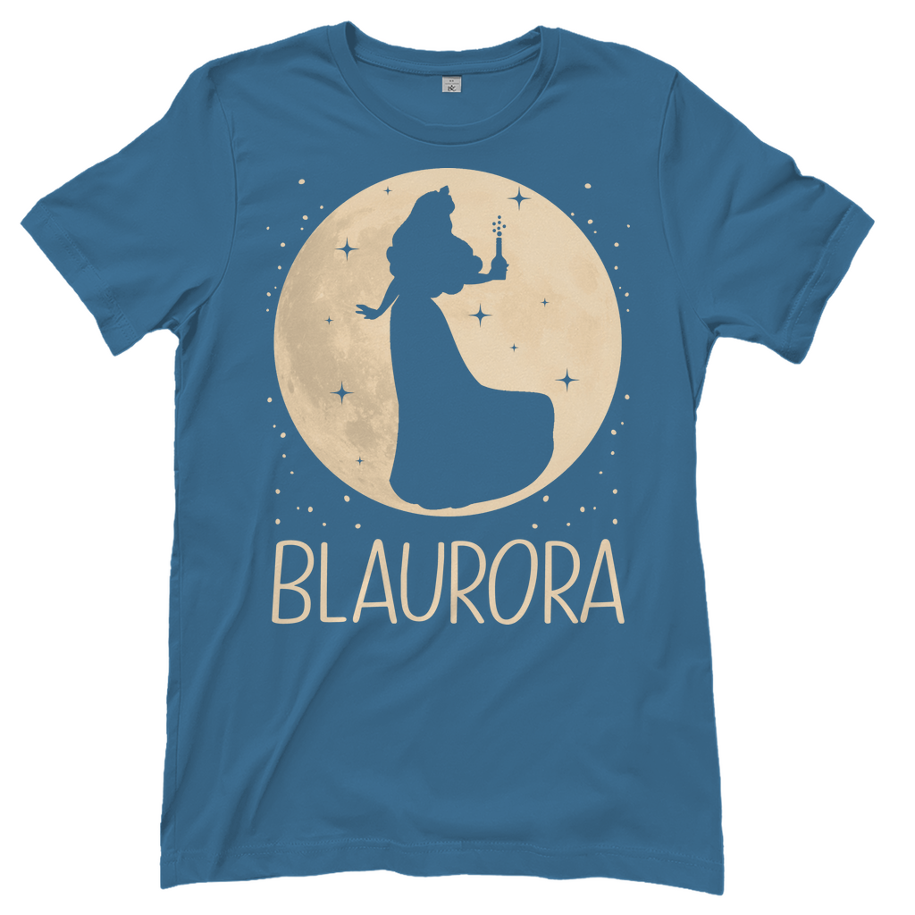 Stone Blue Party Shirt mit Mond Prinzessin BLAURORA Silhouette magisch Fantasy, Frontansicht