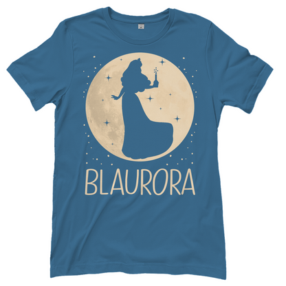Stone Blue Party Shirt mit Mond Prinzessin BLAURORA Silhouette magisch Fantasy, Frontansicht