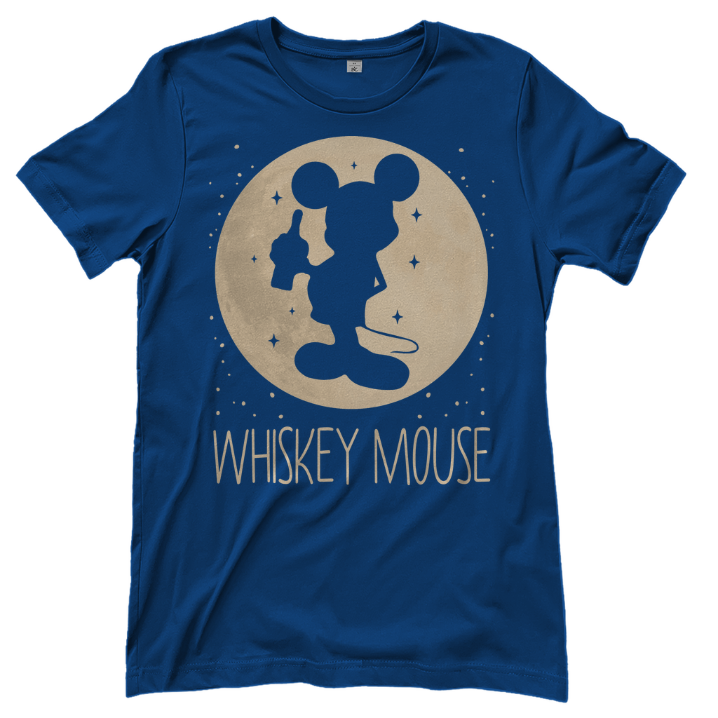 Royal blaues Frauen Shirt mit Mond Prinzessin Whiskey Mouse Motiv witzig humorvoll, Frontansicht