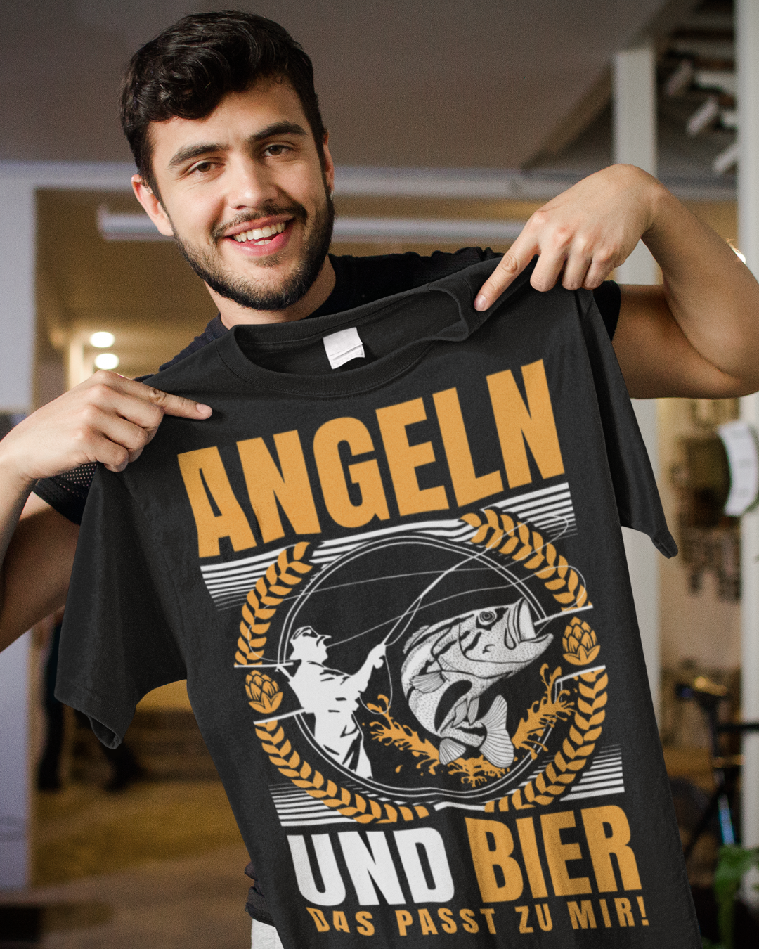 Lustiges Bier Angler T-Shirt für Männer – Angeln und Bier Spruch Motiv