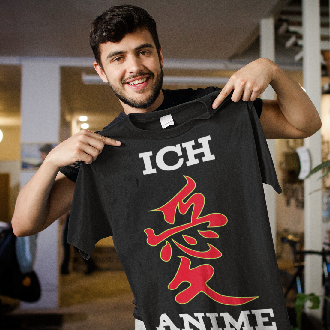 Anime Shirt Herren – Ich liebe Anime Kanji Design – Japan Fan T-Shirt Geschenk