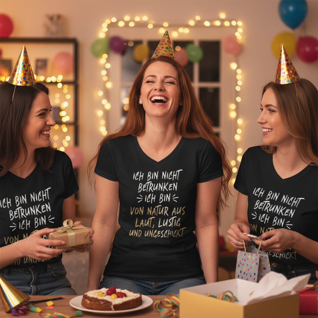 Ich bin nicht betrunken ich bin von Natur aus laut lustig und ungeschickt - V-Neck Damenshirt