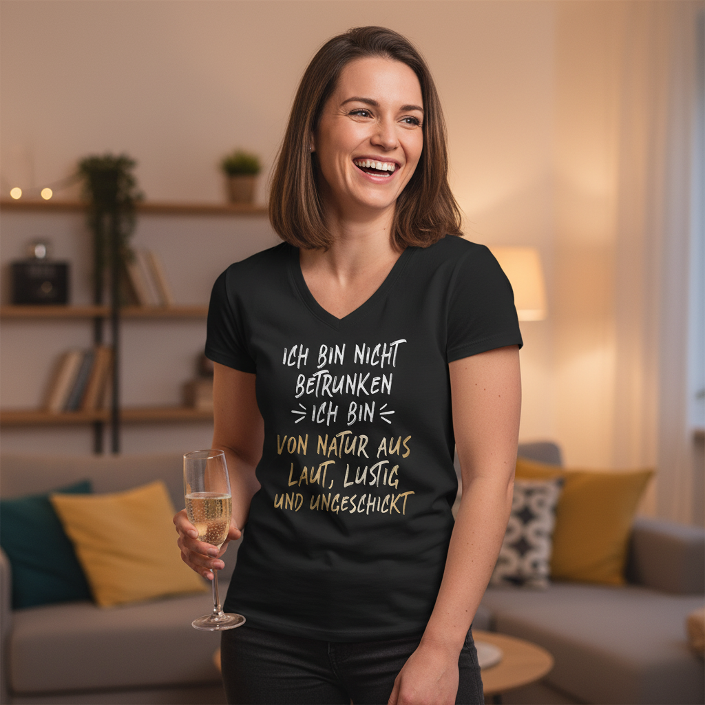 Ich bin nicht betrunken ich bin von Natur aus laut lustig und ungeschickt - V-Neck Damenshirt