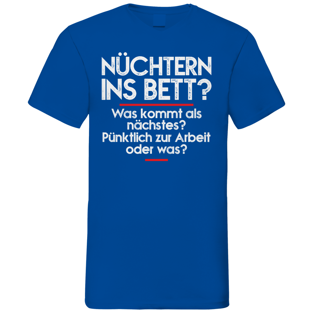 Nüchtern ins Bett? - Herren V-Neck Shirt Royal Blue