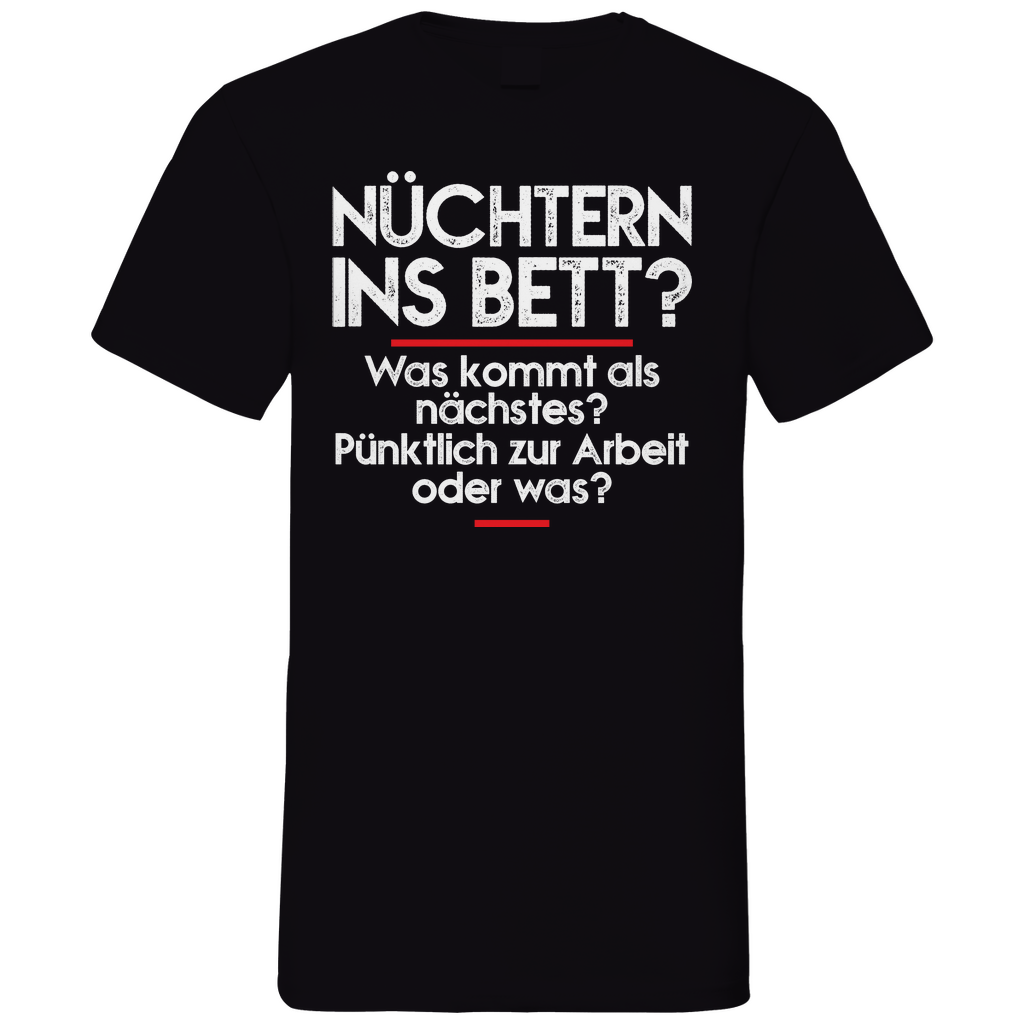 Nüchtern ins Bett? - Herren V-Neck Shirt Black