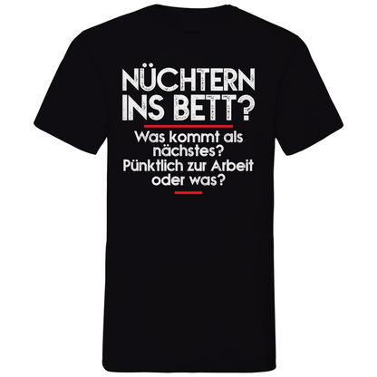 Nüchtern ins Bett? - Herren V-Neck Shirt Black