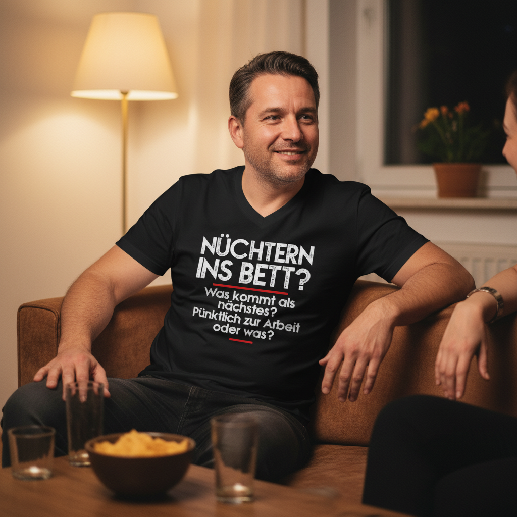 Nüchtern ins Bett? - Herren V-Neck Shirt