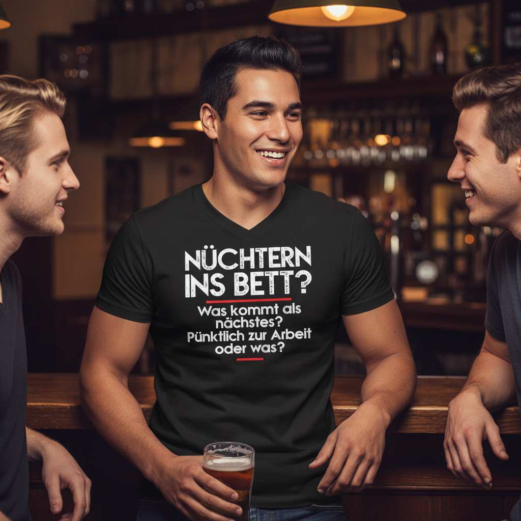 Nüchtern ins Bett? - Herren V-Neck Shirt