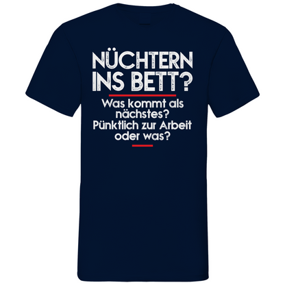 Nüchtern ins Bett? - Herren V-Neck Shirt Navy