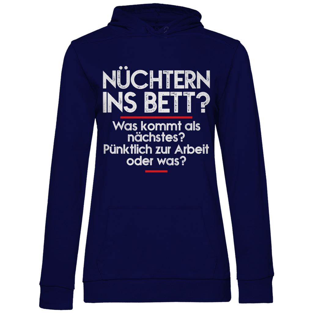 Nüchtern ins Bett? - Damen Hoodie Navy Blue