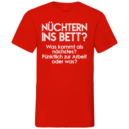 Nüchtern ins Bett? - Herren V-Neck Shirt Red
