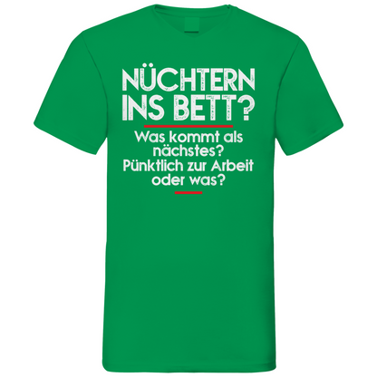 Nüchtern ins Bett? - Herren V-Neck Shirt Kelly Green