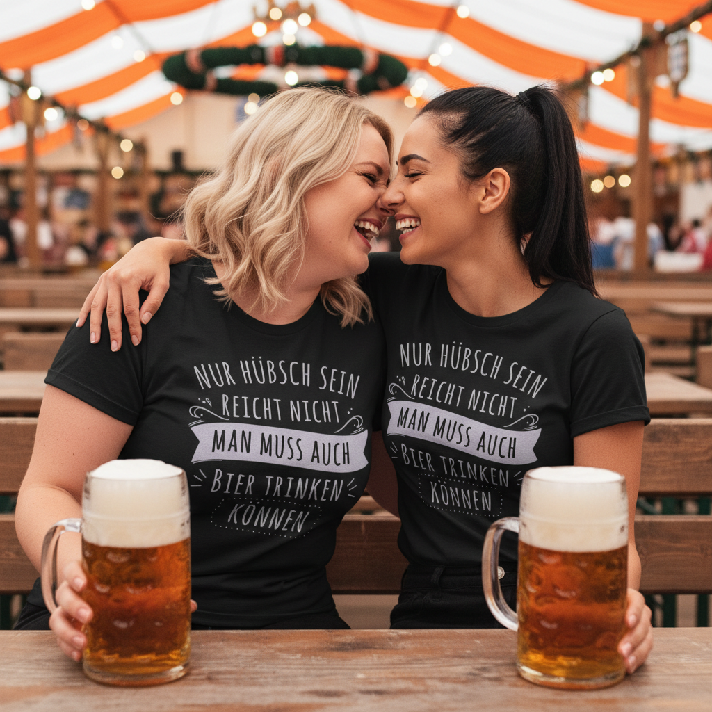 Nur hübsch sein reicht nicht Bier trinken - Damenshirt