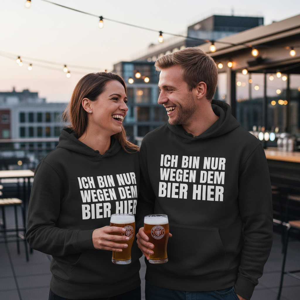 Ich bin nur wegen dem Bier hier - Unisex Hoodie