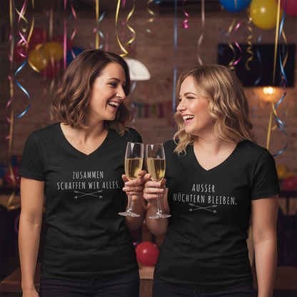 Ausser nüchtern bleiben - V-Neck Damenshirt