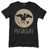 Schwarzes Damen Party Shirt mit Pegasuff Design Pegasus Mond und Bierkrug beige, Frontansicht