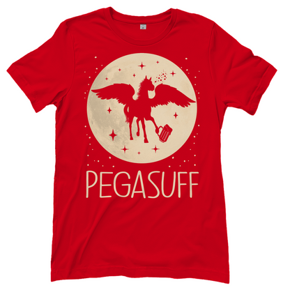 Rotes Fantasy Party Shirt Damen mit Pegasuff Pegasus Mond Design witzig, Frontansicht
