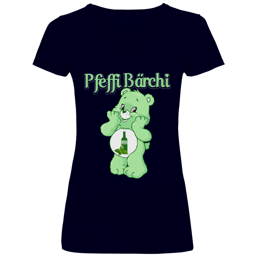 Pfeffi Bärchi - Glücksbärchi - V-Neck Damenshirt Deep Navy