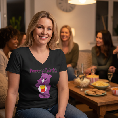 Pommes Bärchi - Glücksbärchi - V-Neck Damenshirt