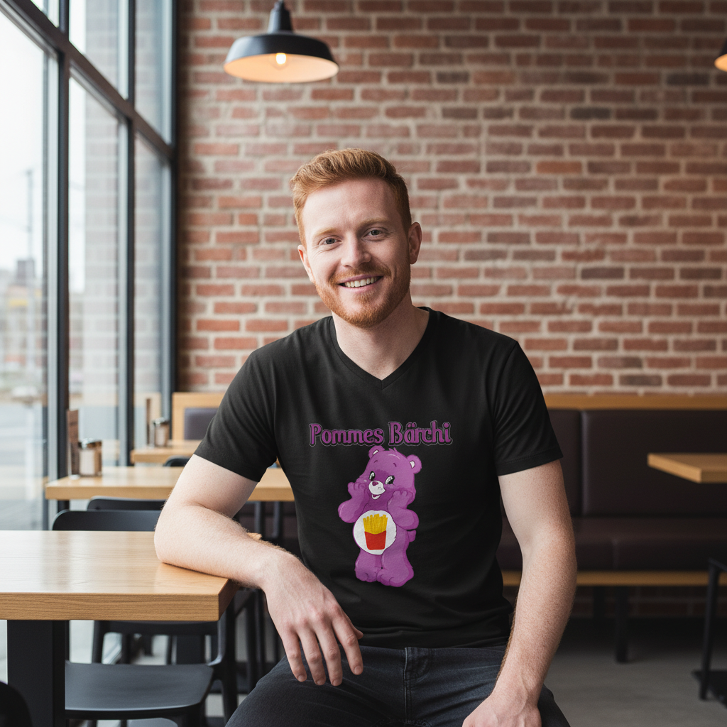 Pommes Bärchi - Glücksbärchi - Herren V-Neck Shirt