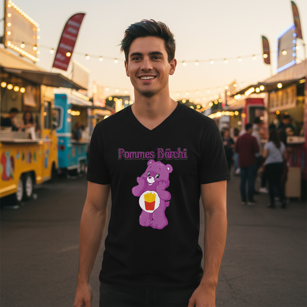 Pommes Bärchi - Glücksbärchi - Herren V-Neck Shirt