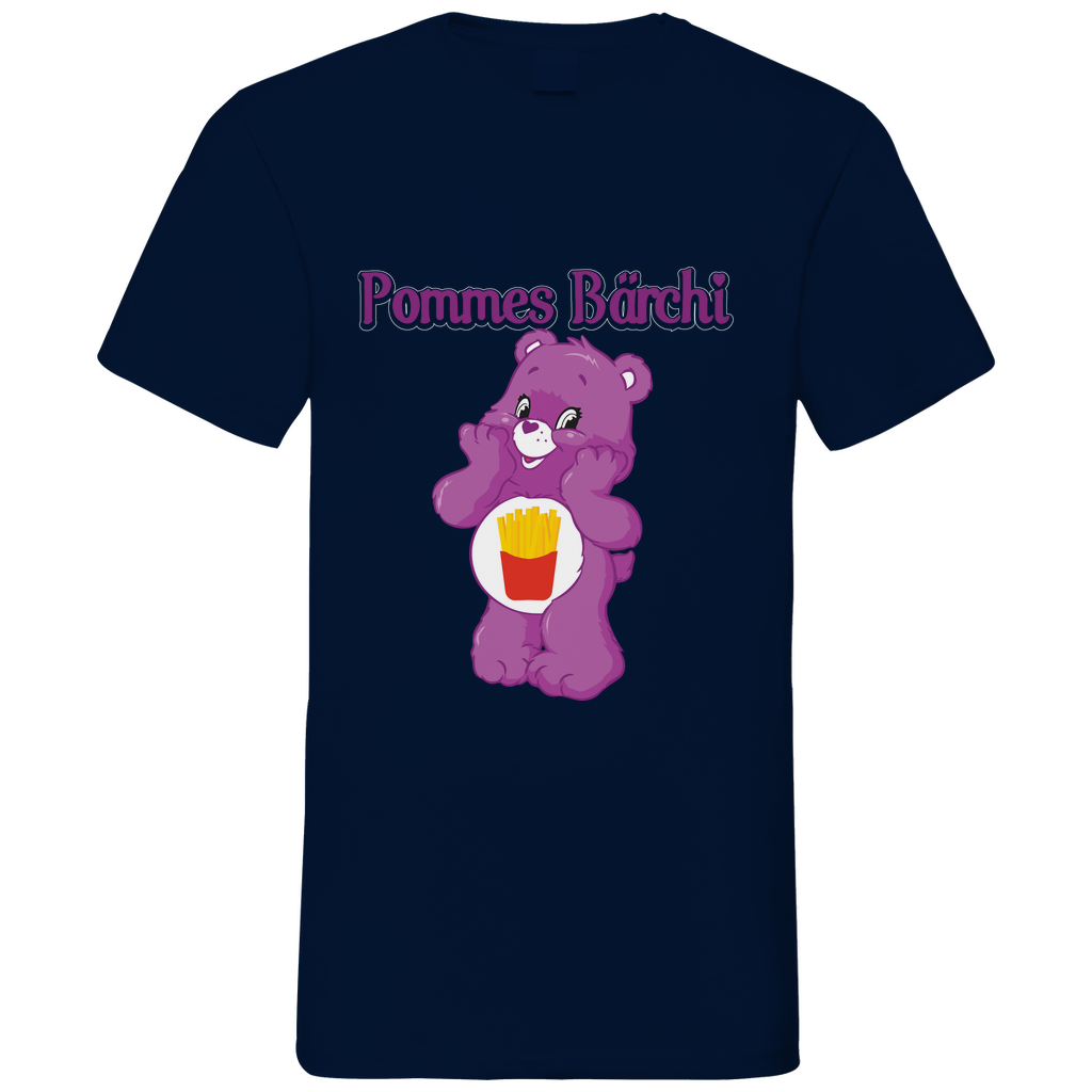 Pommes Bärchi - Glücksbärchi - Herren V-Neck Shirt Navy