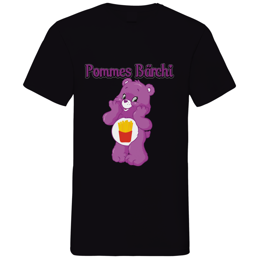 Pommes Bärchi - Glücksbärchi - Herren V-Neck Shirt Black