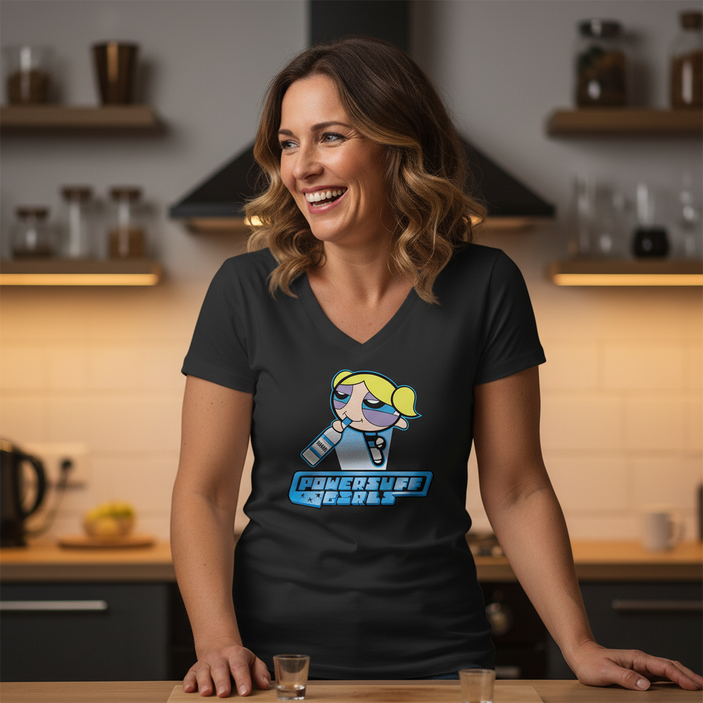 Bubbles Powersuff Powerpuff Girls - V-Neck Damenshirt