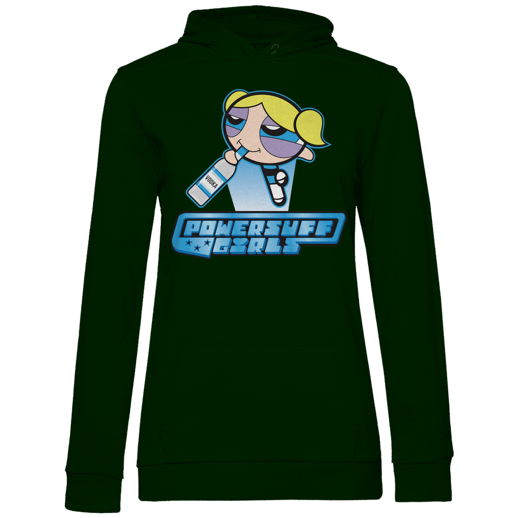 Forest Green Damen Hoodie mit Powerpuff Girls Bubbles Nostalgie Design, Frontansicht