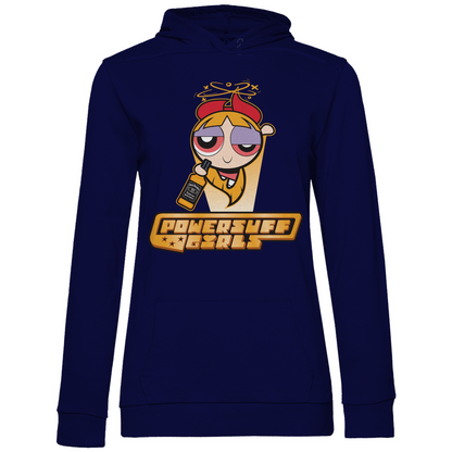 Navy Kapuzenpullover Frauen mit Powershuff Girls Powerpuff Blossom Design, Frontansicht