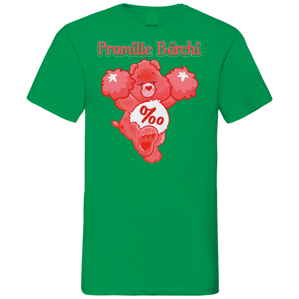 Promille Bärchi - Glücksbärchi - Herren V-Neck Shirt Kelly Green