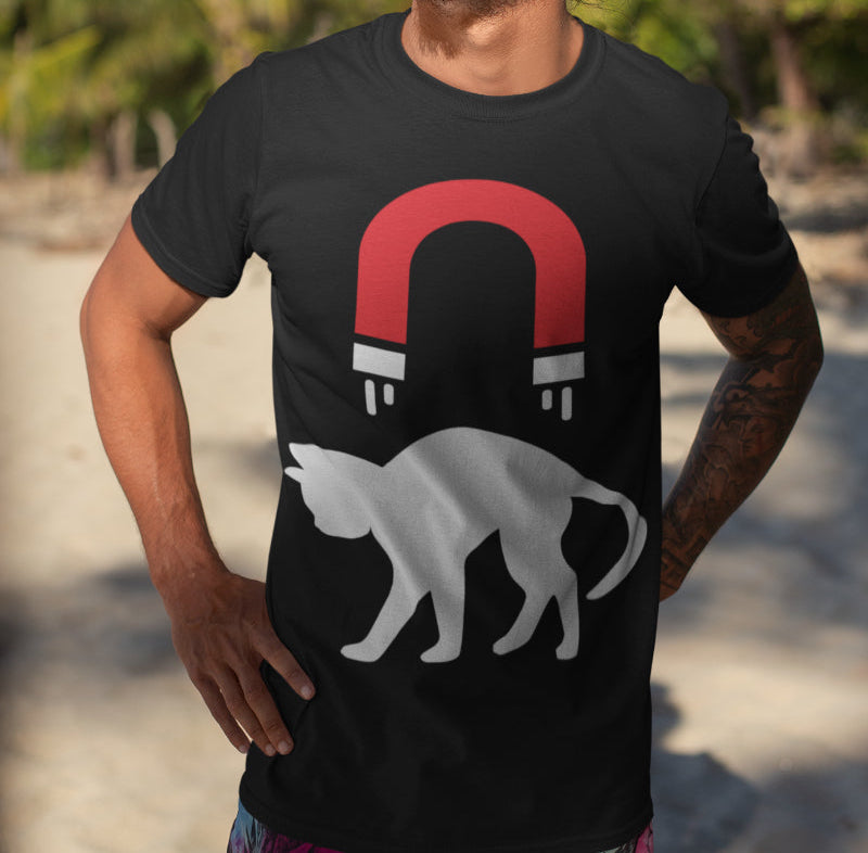 Pussy Magnet Shirt Funshirt Herren witziges Männer T Shirt Katze JGA Geschenk