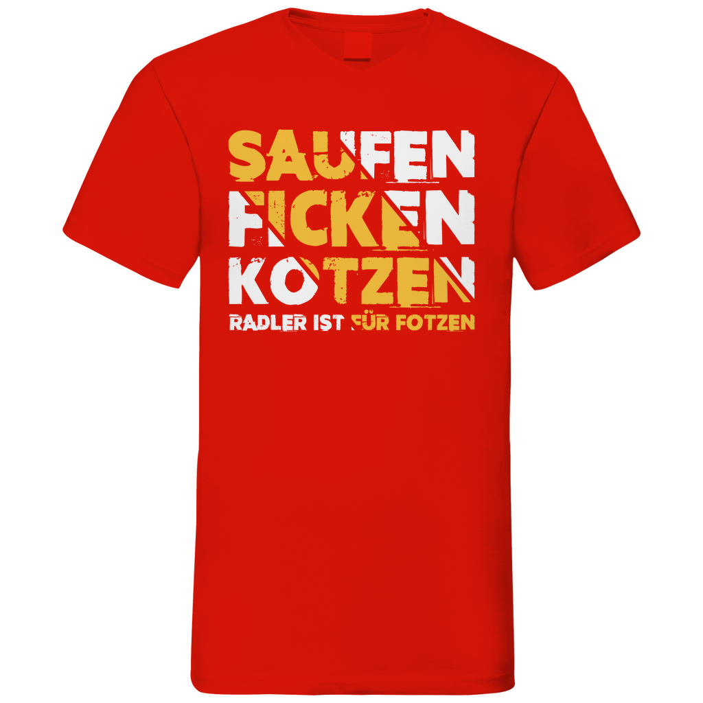 Saufen Ficken Kotzen Radler ist für Fotzen - Herren V-Neck Shirt Red