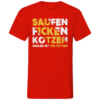 Saufen Ficken Kotzen Radler ist für Fotzen - Herren V-Neck Shirt Red