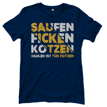 Saufen Ficken Kotzen Radler ist für Fotzen - Damenshirt Navy