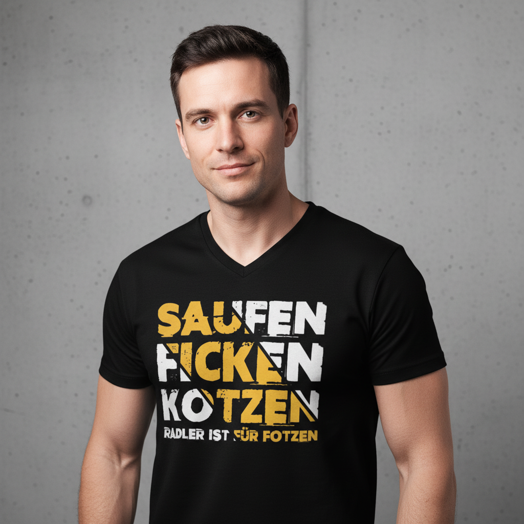 Saufen Ficken Kotzen Radler ist für Fotzen - Herren V-Neck Shirt