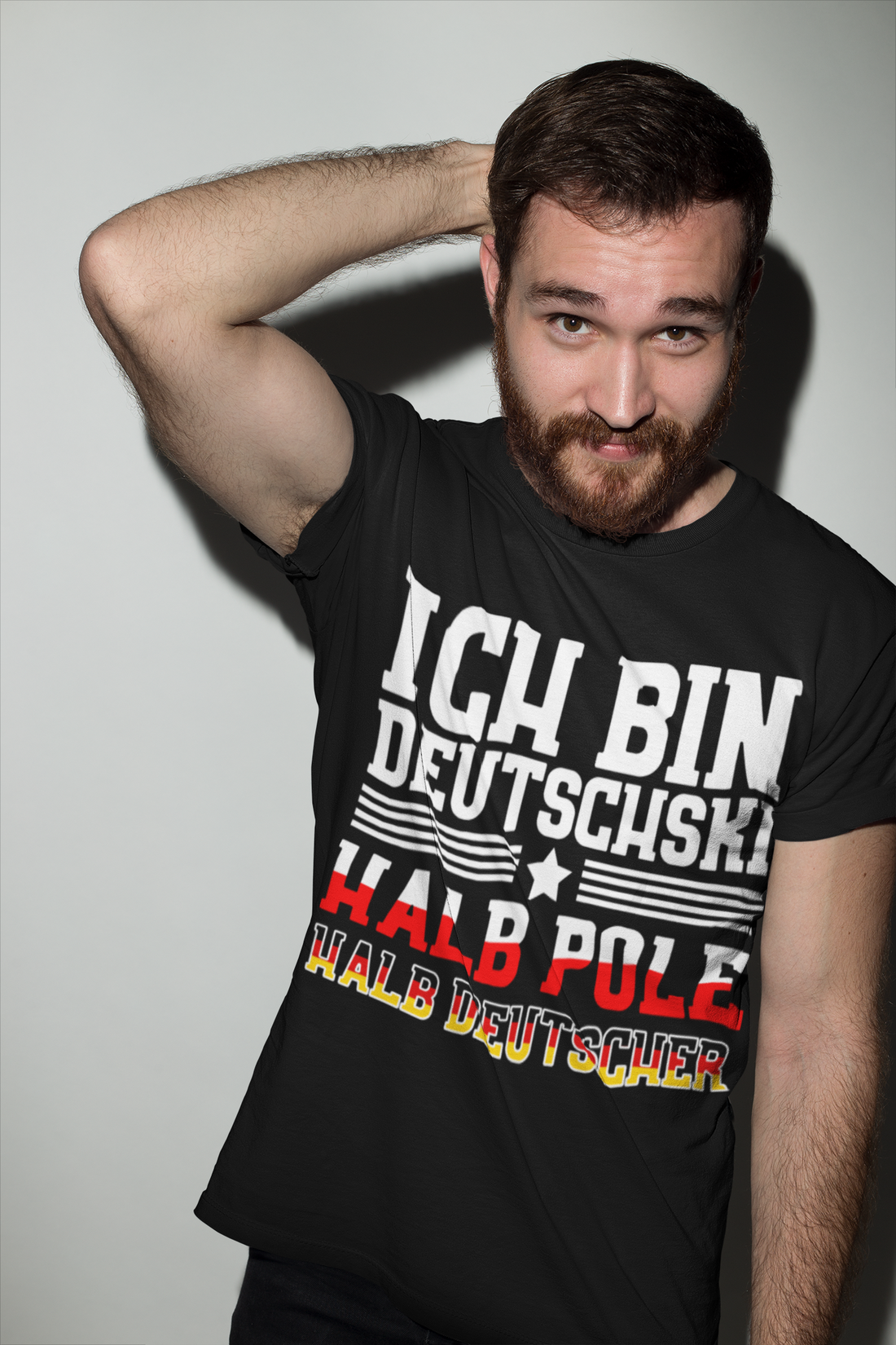 Ich bin Deutschski Shirt für Männer – Halb Pole Halb Deutscher Nationalstolz