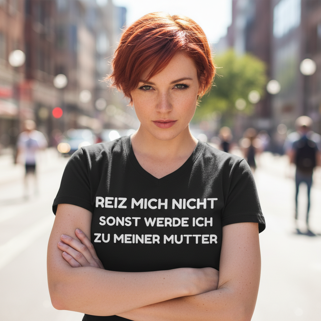 Reiz mich nicht sonst werde ich zu meiner Mutter - Damen V-Neck T-Shirt