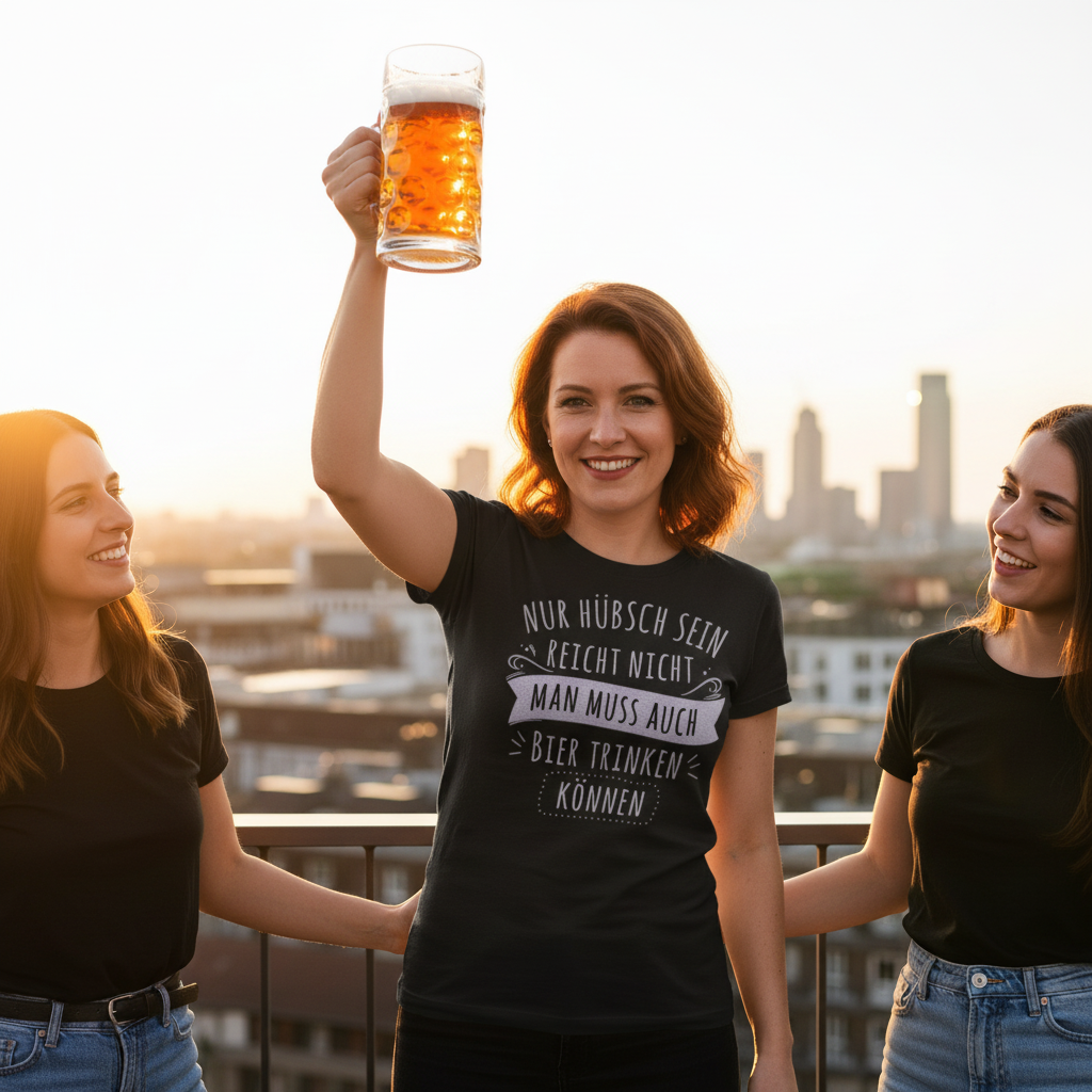 Nur hübsch sein reicht nicht Bier trinken - Damenshirt
