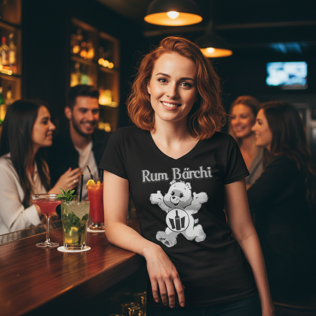 Rum Bärchi - Glücksbärchi - V-Neck Damenshirt