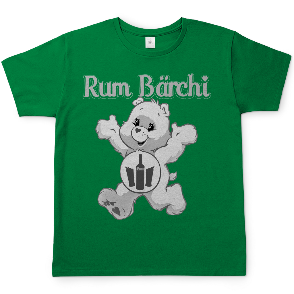 Kelly Green Herren Shirt mit Rum Bärchi Glücksbärchi Parodie, Frontansicht