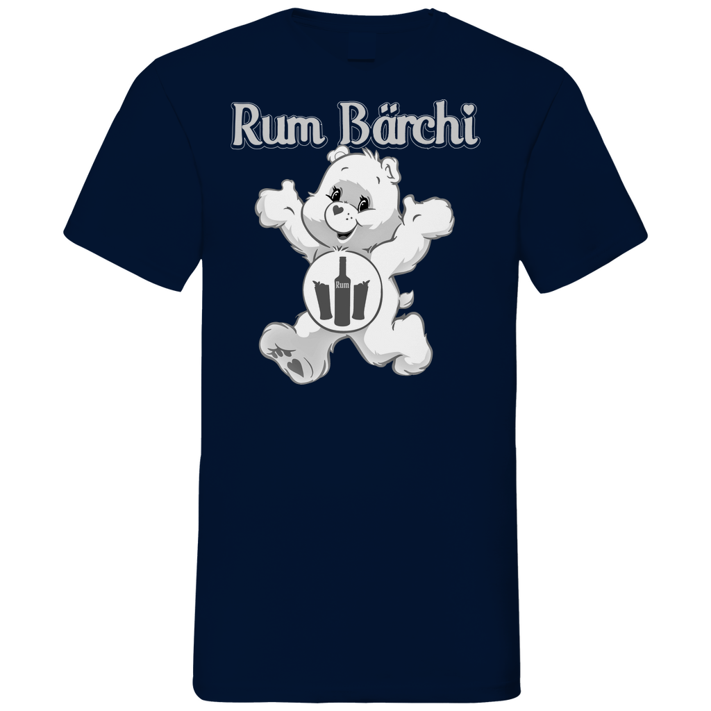 Navy Herren V-Neck Shirt mit Rum Bärchi Cuba Libre Aufdruck Glücksbärchi Parodie, Frontansicht