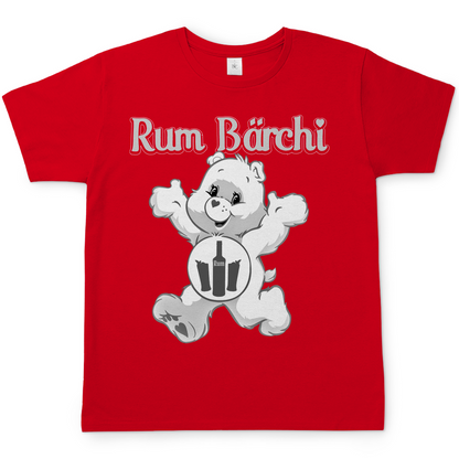 Rotes Herren Shirt mit Rum Bärchi Aufdruck Karibik Piraten Motiv, Frontansicht