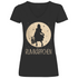 Schwarzes Damen V-Neck Shirt mit RUMKÄPPCHEN Motiv Mond Prinzessin witzig, Frontansicht