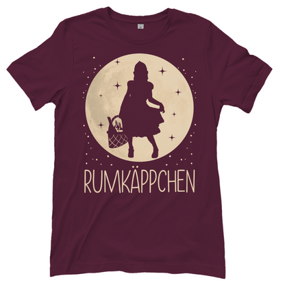 Bordeaux Geschenk Shirt mit Rumkäppchen Rotkäppchen Parodie für Damen, Frontansicht